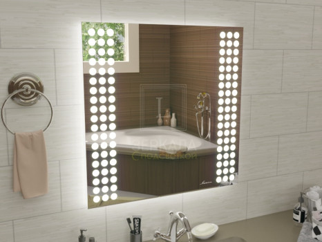 Квадратное зеркало с подсветкой для ванной Терамо 40х40 см