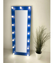 Синее гримерное зеркало с подсветкой 160х60