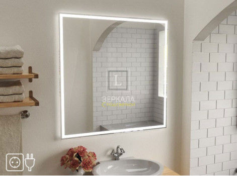 Зеркало с подсветкой и встроенной розеткой для ванной комнаты Люмиро Слим
