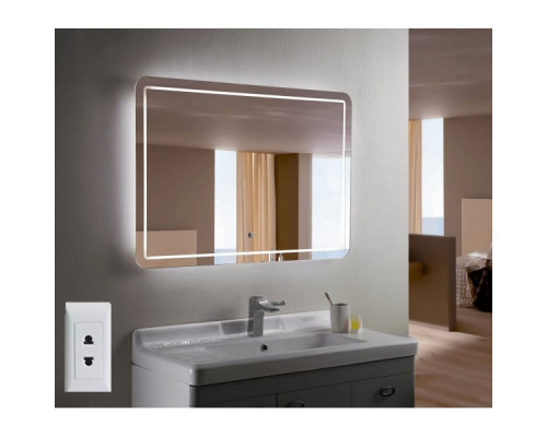 Зеркало с подсветкой и встроенной розеткой для ванной комнаты Анкона