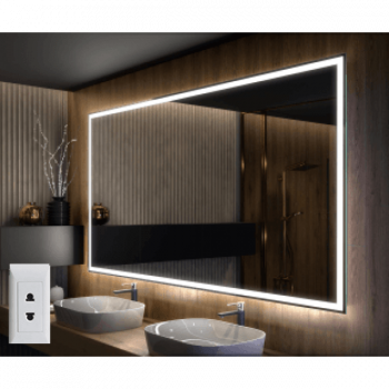 Зеркало с подсветкой и встроенной розеткой для ванной комнаты Люмиро
