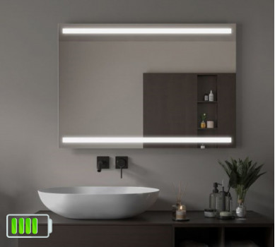 Зеркало с подсветкой по бокам для ванной комнаты Парма на батарейках (аккумуляторе)